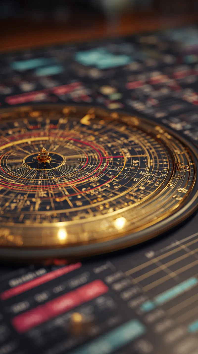 奇門遁甲アプリの背景：宇宙と奇門遁甲の盤面